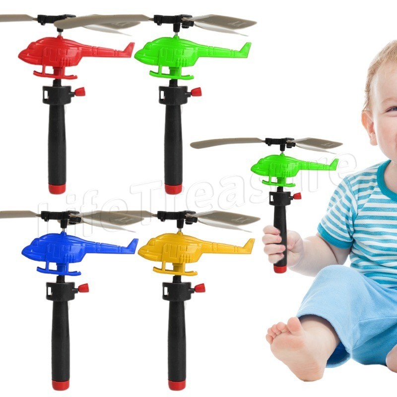 Stay Wire Helicopter Toy - Flying Drone - Bamboo Dragonfly Airplane - ของเล่นแบบโต้ตอบสําหรับเด็ก - Fall-proof, Handle Pull Line - Visual Sensory Toys - Kids Birthday Present