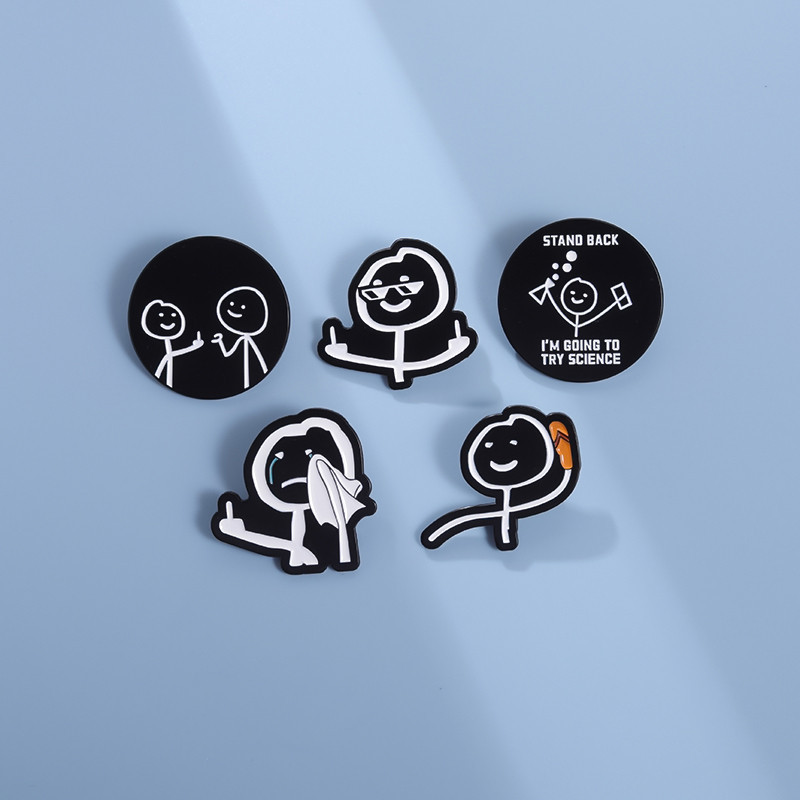 Creative ตลก Doodle Pins เข็มกลัด Tickman กลางนิ้วมือเข็มกลัดป้ายเครื่องประดับอุปกรณ์เสริมของขวัญสําหรับเพื่อน