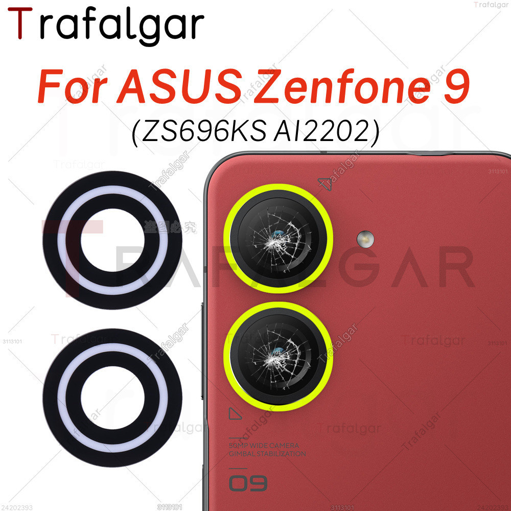 เลนส์กล้องด้านหลังสําหรับ Asus Zenfone 9 9z ZS696KS AI2202 เปลี่ยนด้วยสติกเกอร์กาว