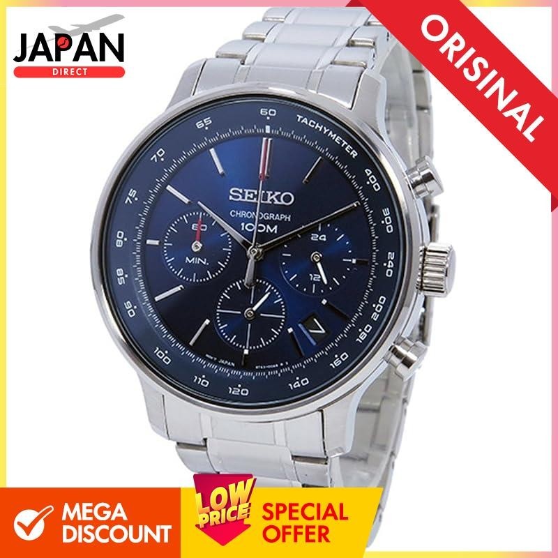 [Seiko] SEIKO Blue 100m waterproof chronograph with genuine manufacturer's box Wristwatch SSB163P1 M