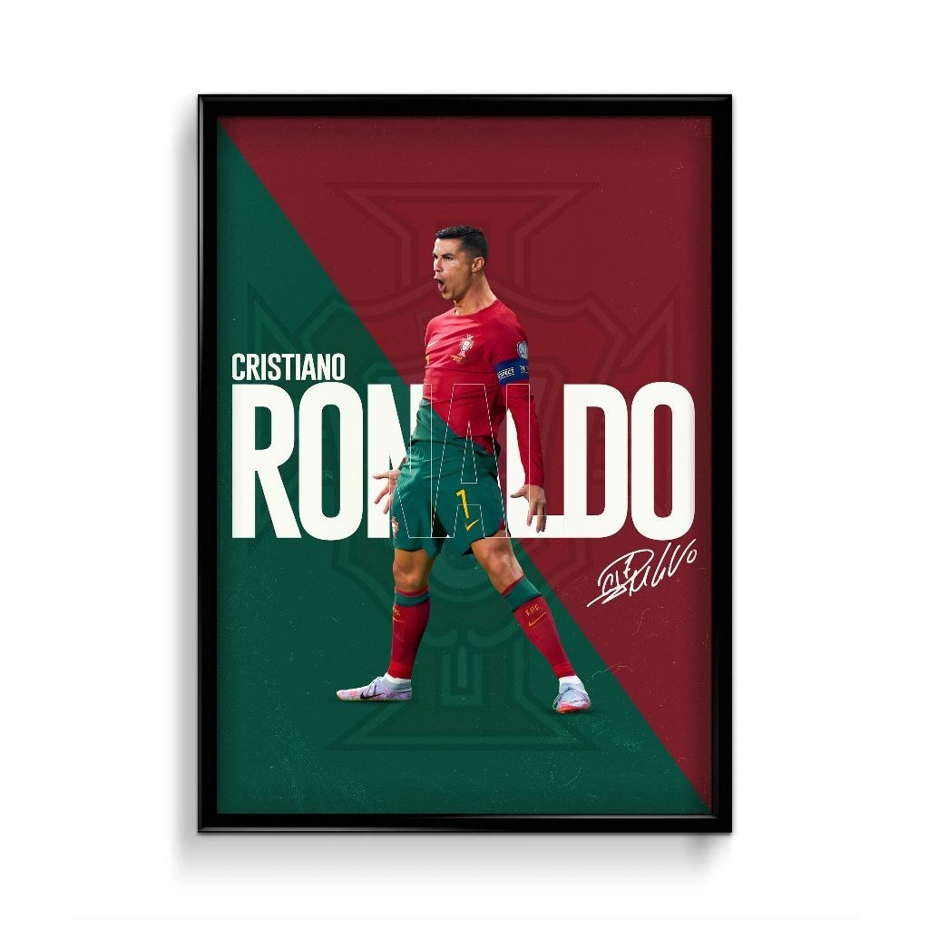 โปสเตอร์ฟุตบอล ️ โปสเตอร์ Cristiano Ronaldo ภาพวาดติดผนัง | โปสเตอร์ตกแต่งห้องฟุตบอล | กรอบรูปสําหรั
