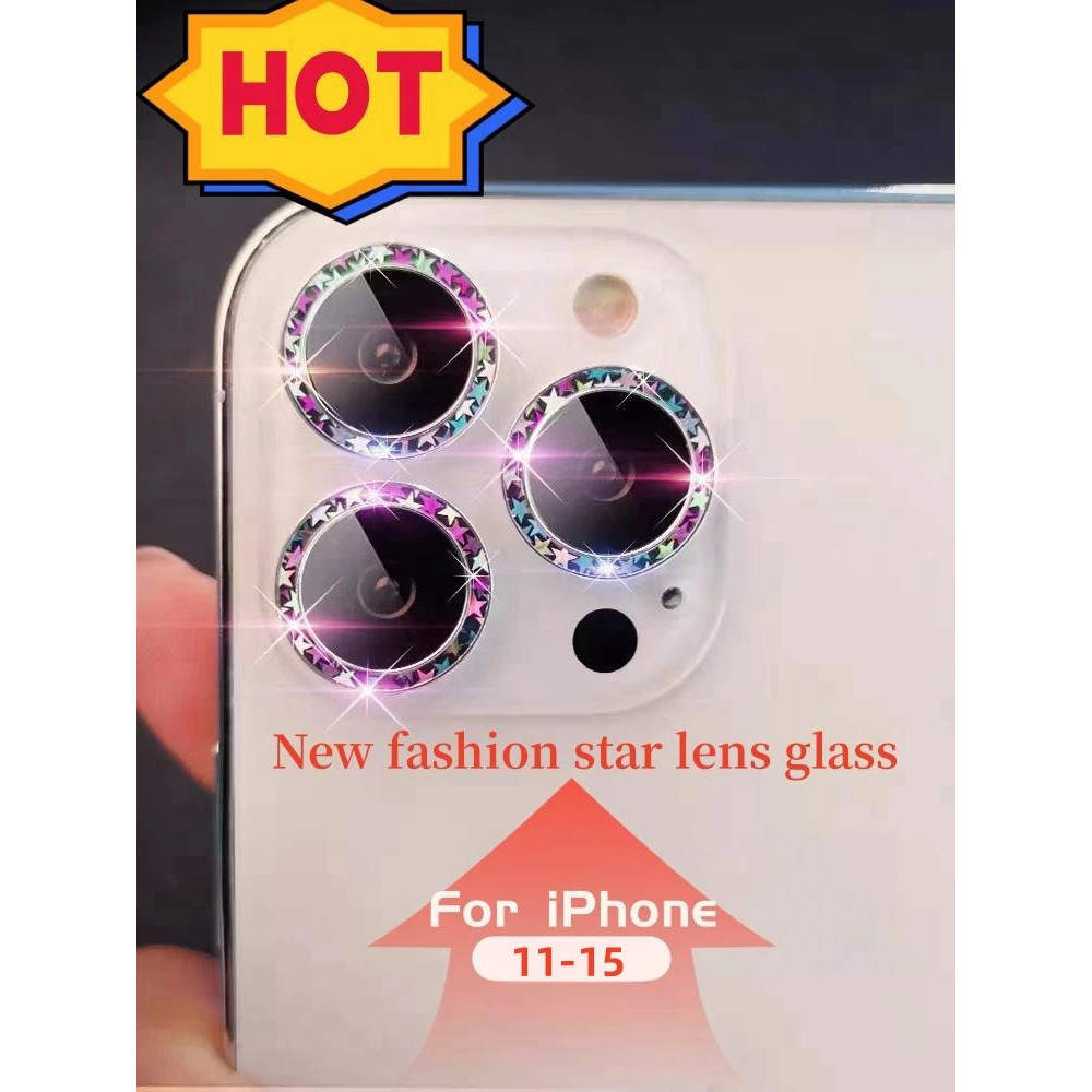 Phantom รูรับแสงกล้องป้องกันฟิล์มสําหรับ iPhone 14 13 12 11 15 Pro Max 14 Plus 12 13 mini เลนส์แหวนกระจกนิรภัยเรืองแสงหมวก