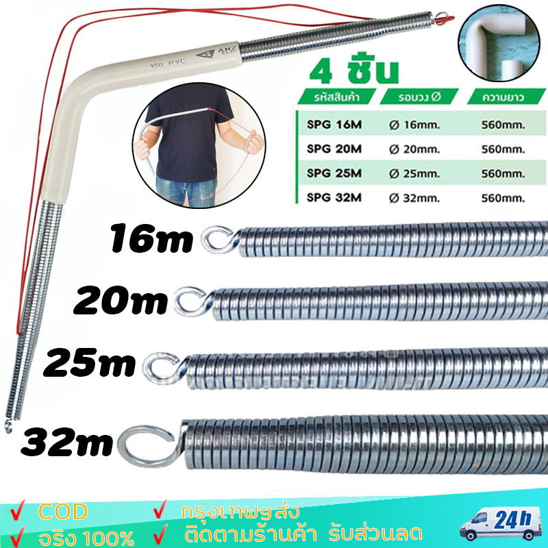 【4 ชิ้น/ชุด】สปริงดัดท่อ ร้อยสายไฟ สำหรับท่อ (3/8",1/2",3/4",1" )(16/20/25/32)ที่ดัดท่อ PVC หน่วย นิ้ว หุน ใช้สำหรับ มม.