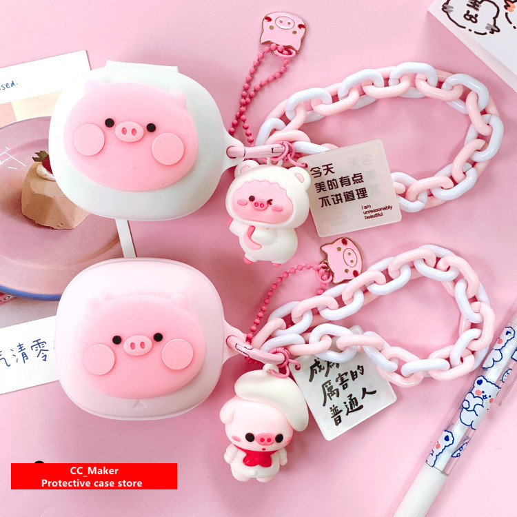 สําหรับ Anker Soundcore P40i กรณีการ ์ ตูน Piggy พวงกุญแจจี ้ Anker Soundcore R50i/P25i กรณีป ้ องกั