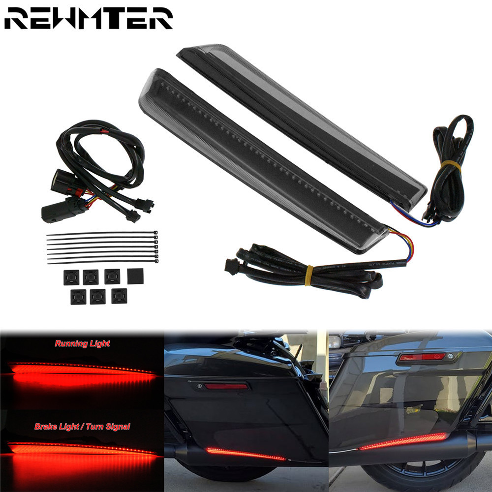 รถจักรยานยนต ์ ขยายกระเป ๋ าไฟ LED ควัน Saddlebag เบรคเลี ้ ยวสัญญาณ Run Light สําหรับ Harley Touring 2014-Up Road Street Glide