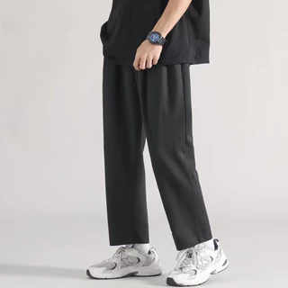 MANSTR M-5XL ผู ้ ชายฤดูร ้ อนหลวมกางเกงวอร ์ มขากว ้ างบางสีทึบกางเกงกีฬาขนาดบวกสีดํา \ สีเทา