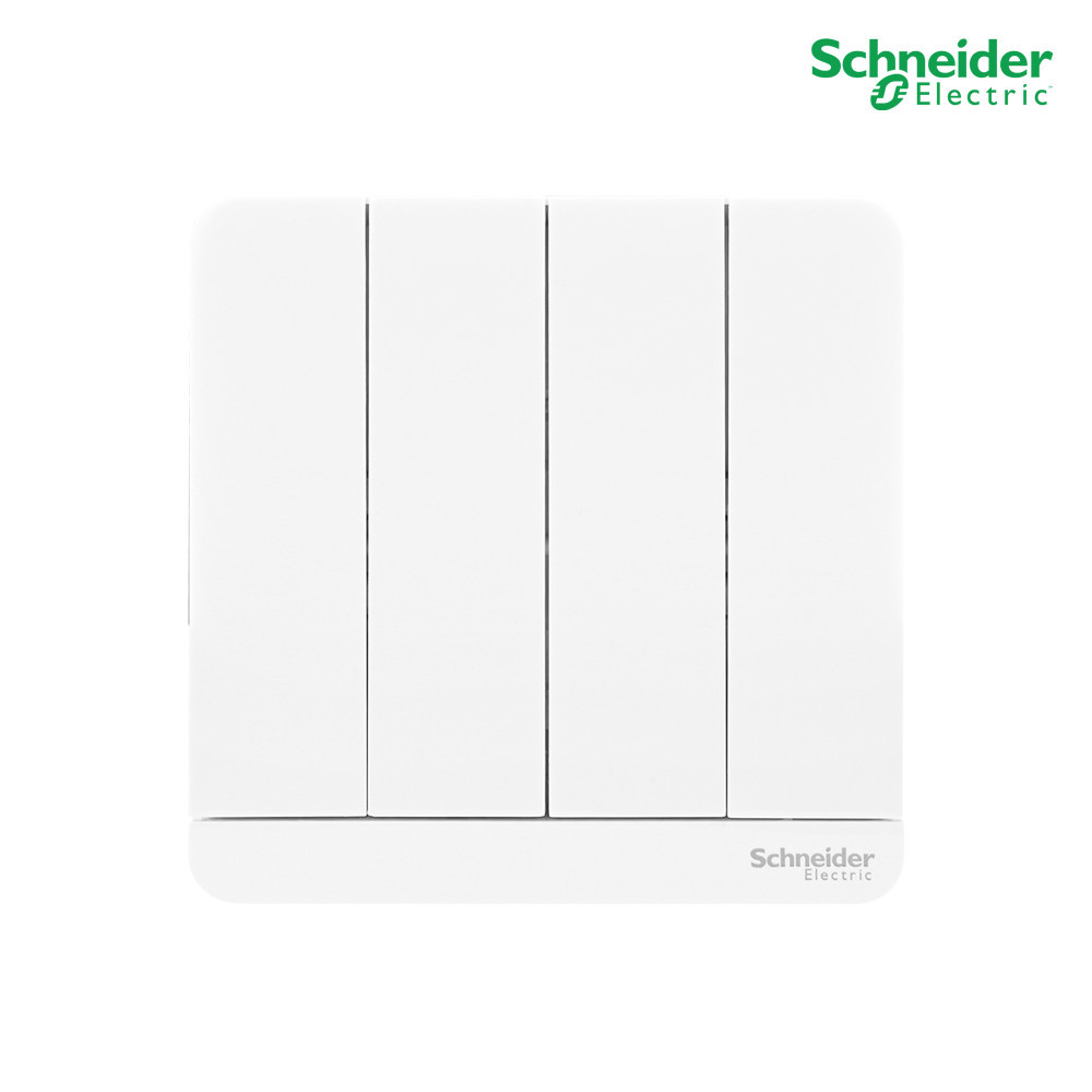 Schneider สวิตช์ไฟทางเดียว 4 ช่อง One Way Switch 16AX, 250V สีขาว รุ่น AvatarOn E รหัส E8334L1_WE_G5