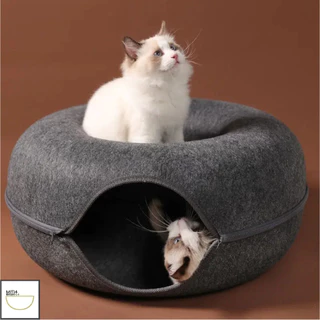FurryCuddle พร้อมส่ง บ้านแมวโดนัท อุโมงค์แมว ที่นอนสัตว์เลี้ยง 2 ขนาด ภายในกว้าง รับน้ำหนักได้ดี COD PU09