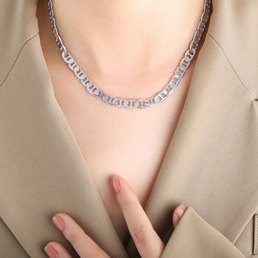 925 เงินสเตอร์ลิง 18/20/22/24 นิ้ว 6 มม.ด้านข้างสร้อยคอโซ่สําหรับผู้หญิง ผู้ชาย แฟชั่นงานแต่งงาน เสน่ห์ เครื่องประดับ