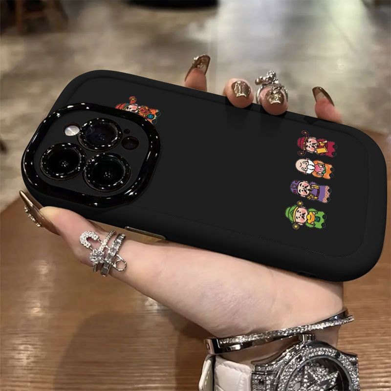 สไตล์ใหม่พัฟนุ่มเคสโทรศัพท์ห้าเทพเจ้าแห่งความมั่งคั่งเหมาะสําหรับ iPhone15promax เคสโทรศัพท์เหมาะสําหรับ iPhone14/13 การ์ตูน 12/11 พัฟกรณี xr/xs นุ่ม HX9B