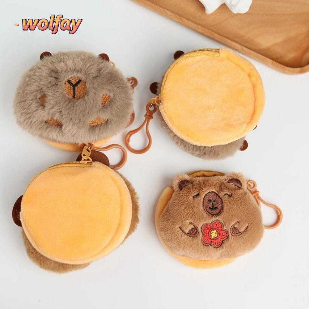Wolfay กระเป๋าใส่เหรียญขนาดเล็ก, การ์ตูน Kawaii Capybara กระเป๋าใส่เหรียญตุ๊กตาอะนิเมะ, แฟชั่นสร้างสรรค์ตลกน่ารักกระเป๋าหูฟัง