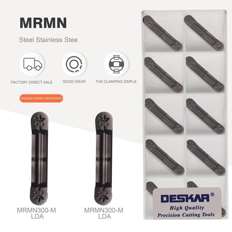 10pcs คุณภาพสูง DESKAR MRMN200 MRMN300/400 LDA เครื่องกลึง CNC เซาะร่องเปลี่ยนเครื่องมือ MRMN คาร์ไบด์ใส่ Slotting เครื่องมือสําหรับเหล็ก/สแตนเลส