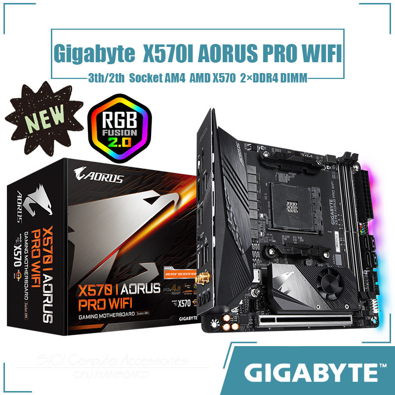 [ใหม่] Gigabyte X570I AORUS PRO ซ็อกเก็ตเมนบอร์ด WIFI AM4 2xDDR4 DIMM AMD X570 ชิปเซ็ต Mini ITX