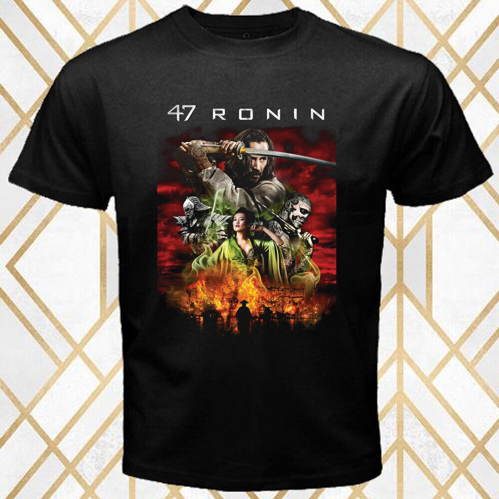 47 Ronin Samurai Movie Logo เสื้อยืดผู้ชายสีดํา