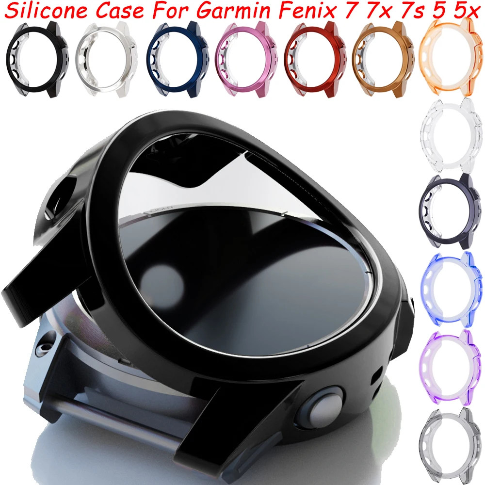 เคสซิลิโคนสําหรับ Garmin Fenix 7 7x7s 5 5x กรอบป้องกันยางใส SmartWatch สําหรับ Garmin Fenix 7 5 กรณี