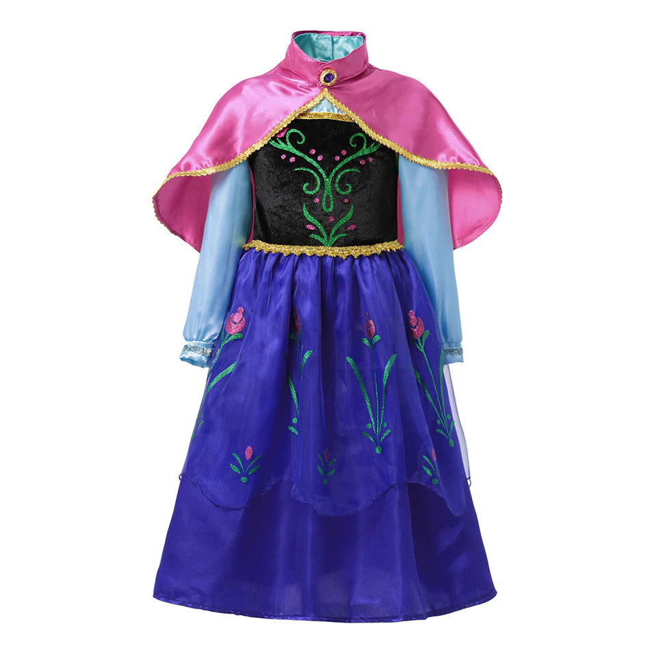 เด็กผู้หญิง Elsa Princess Dress Birthday Party คอสเพลย์เครื่องแต่งกาย Anna Princess Themed Dresses เสื้อผ้าฮาโลวีน thumbnail 3