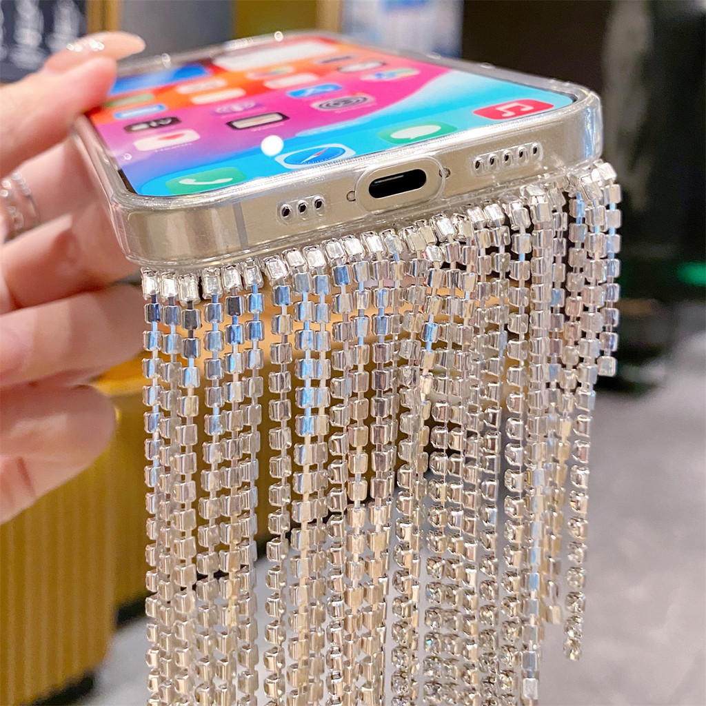 SAMSUNG สําหรับsamsung S24 S23 S22 S21 S20 S10 S9 S8 Plus Ultra FE Rhinestoneกรณี,FringeกระโปรงออกแบบLuxury Sparkly BlingเพชรเงาGlitterชุบคริสตัลเคสโทรศัพท์ผู้หญิงสาว
