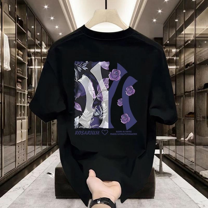 【My-T】พร้อมส่ง เสื้อยืด oversize ผ้าcotton100% เสื้อยืดคอกลม ใส่สบาย ผ้านุ่ม สไตล์เกาหลี ลาย"NY flower"