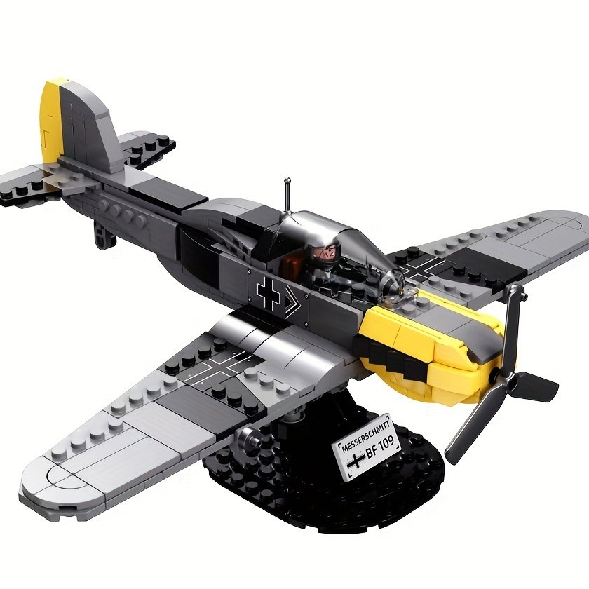 327 ชิ้นอิฐของเล่นสงครามโลกครั้งที่สองเยอรมัน BF-109 Fighter รุ่นทหารอาวุธ Gunship Technique Building Blocks ของเล่นของขวัญ