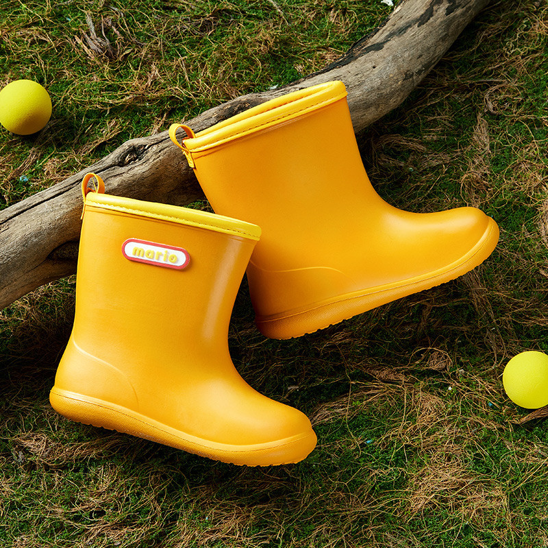 Cheerful Mario 14-20ซม รองเท้าบูทฝนเด็ก หลายสี Mario ป้ายกํากับ กางเกงบูทกันน้ํา