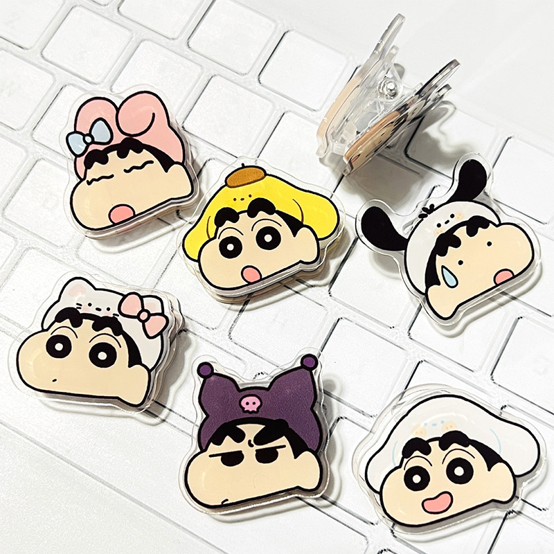 Creative Crayon Shin-chan Note Clip อะคริลิคคงที่หนังสือกระดาษกระเป๋าน่ารักการ์ตูนคลิปเครื่องเขียนนักเรียน