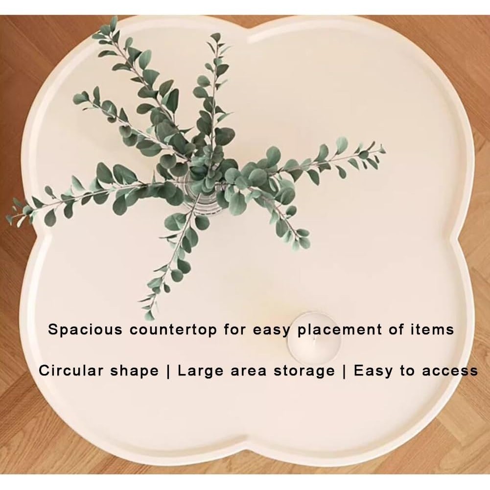 โต๊ะข้างเตียง 2 ชั้นโต๊ะข้างเตียงโลหะโต๊ะกาแฟกลมขนาดเล็กถาดโต๊ะชาสำหรับห้องนั่งเล่น (สีเขียวขนาด 36x36x49 ซม.) - รูปที่ 3