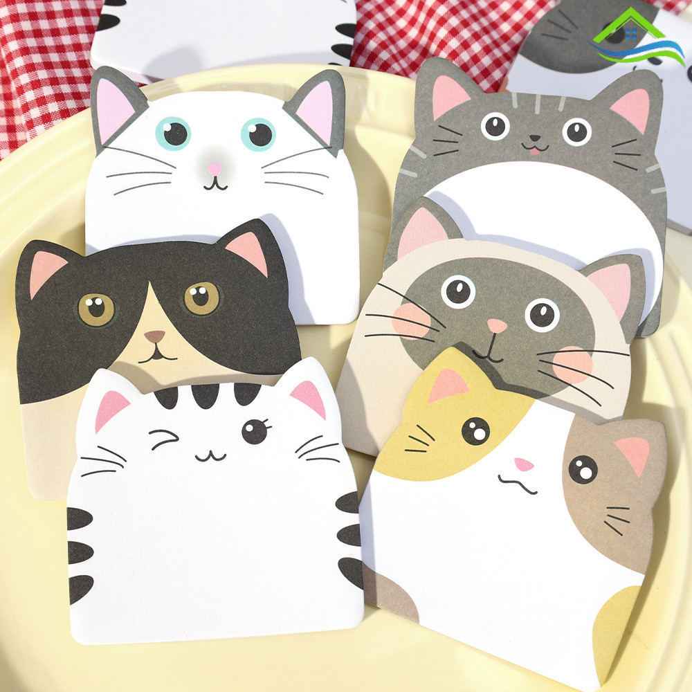 3 เล่มน่ารักการ์ตูนแมวรูปแบบ Sticky Notes - Plan Items Reminder Memo Notepads กระดาษข้อความมีกาวในตัว
