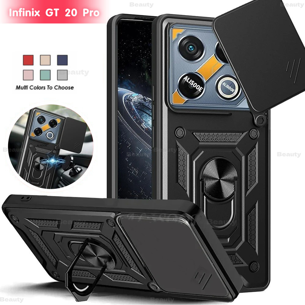 ดึงสไลด์เลนส์กล้องป้องกันกรณีสําหรับ Infinix GT 20 30 Pro 5G ฝาครอบโทรศัพท์ Infinix GT20 Pro GT 30Pro Zero 30 Zero40 ปลอกเกราะแข็งกันกระแทกขาตั้งยึดฝาครอบ