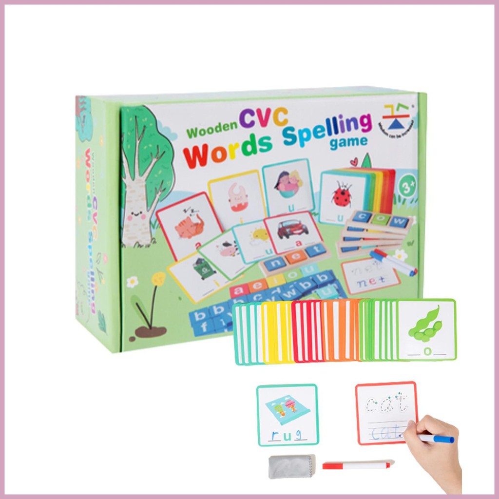 Matching Letter Game Short Vowel Site Words Learning Flash Cards ตัวอักษรการเรียนรู้ Matching Toy สํ