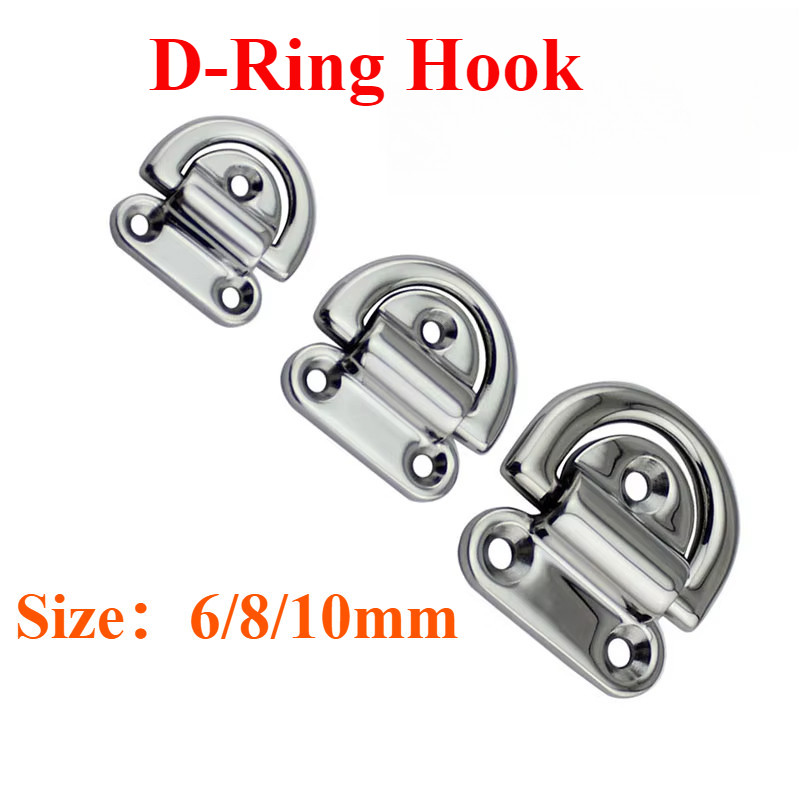 1/2pcs 316 สแตนเลส D แหวน Deck 6/8/10 มม.กระจก Polish Marine เกรดพับ Pad Eye Lashing Tie Down Cleat 
