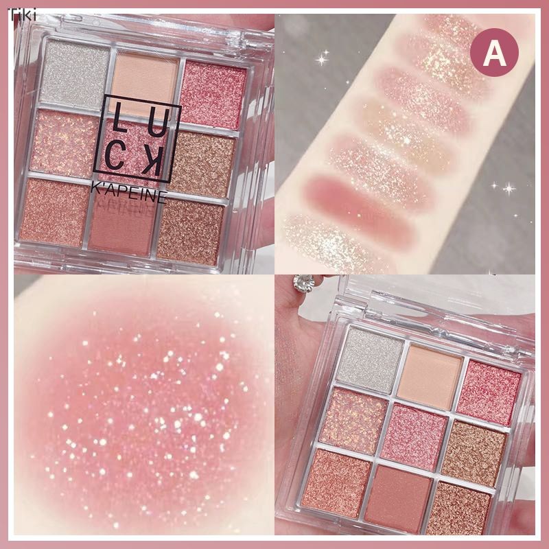 พาเลทอายแชโดว์ 9 สี แมท ประกายชิมเมอร์ เนื้อใยไหม แบบพกพา กันน้ำ อายแชโดว์พาเลท