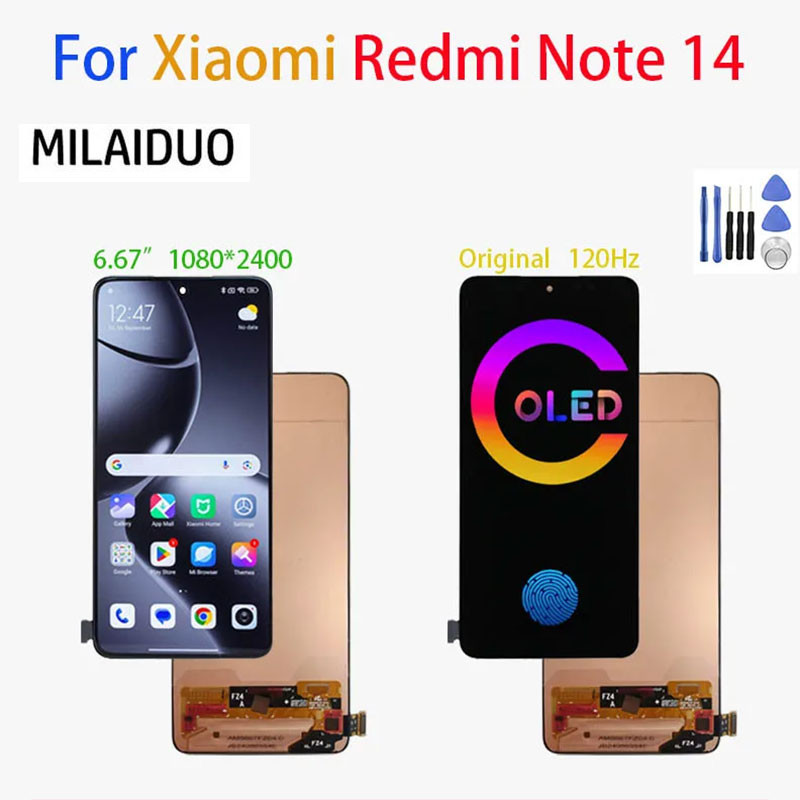 Original 6.67 "OLEDสําหรับXiaomi Redmi Note14 หมายเหตุ 14 5GจอแสดงผลLCD + Touch DigitizerสําหรับRedm