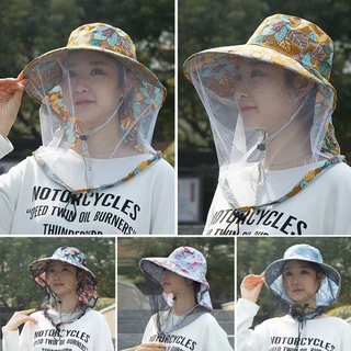หมวกกันแดดและยุง YOOHII แบบปีกกว้าง ป้องกัน UV ดีไซน์꽃ใบหน้า ป้องกันแสงแดดและคอกันลม สำหรับชาวประมงในฤดูร้อน