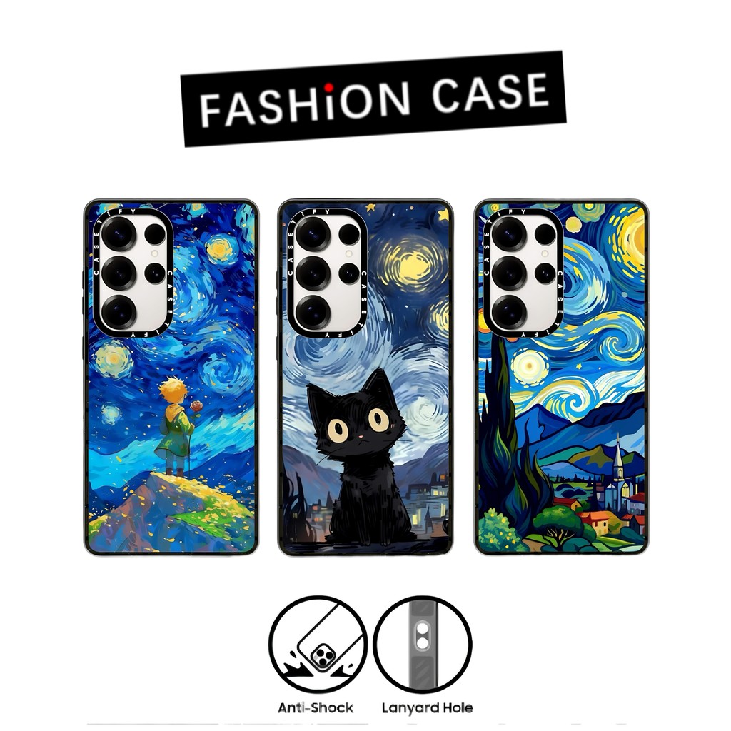 Caseti ภาพวาดสีน้ํามัน World อะคริลิคเคสโทรศัพท์สําหรับ Samsung Galaxy S25Ultra S25Plus S25 S24Ultra S23Ultra S22Ultra กันกระแทก Ultra บางเคสโทรศัพท์