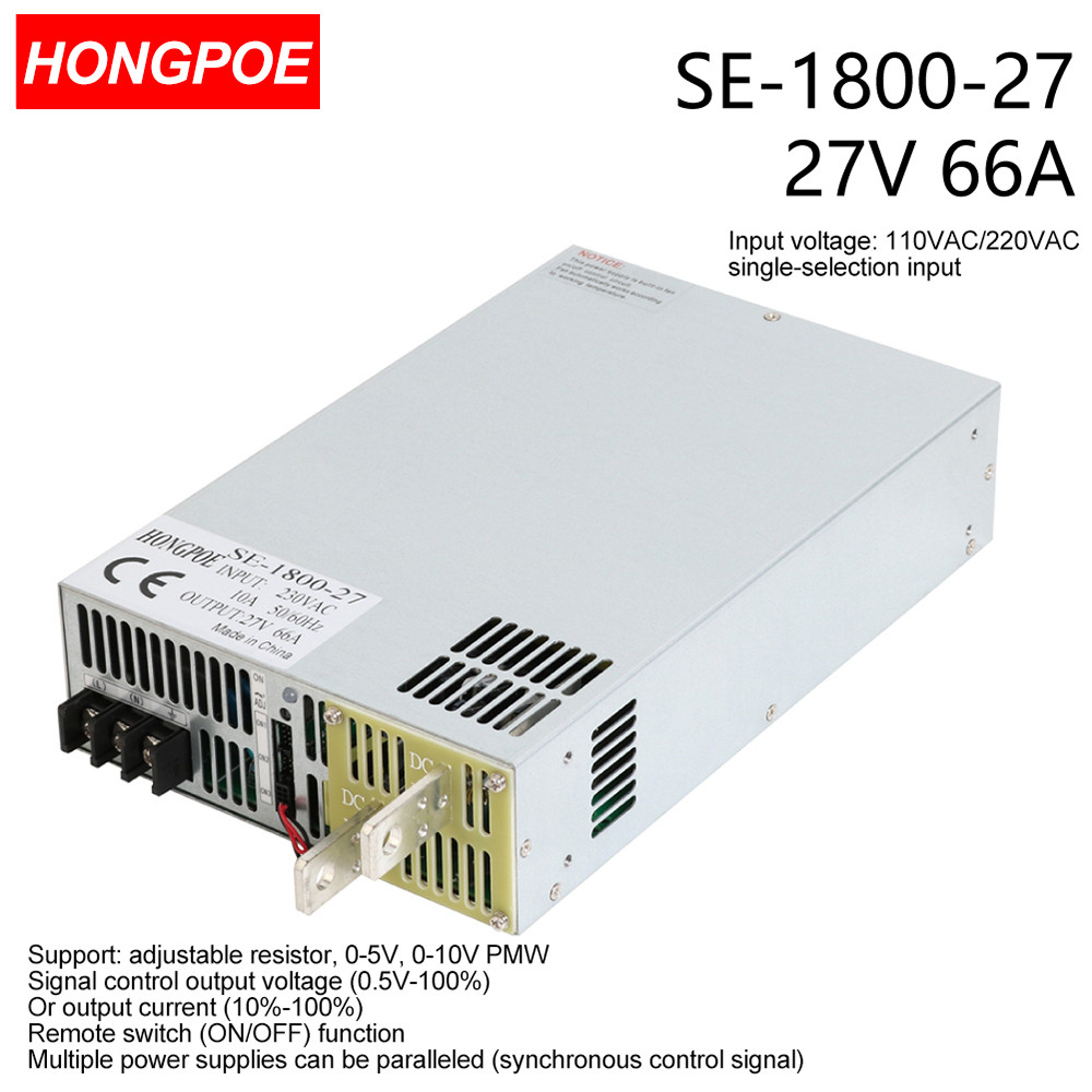 1800W 27V แหล่งจ่ายไฟ 0-27V ปรับ 27VDC AC-DC 0-5V Analog สัญญาณควบคุม SE-1800-27 Pow66