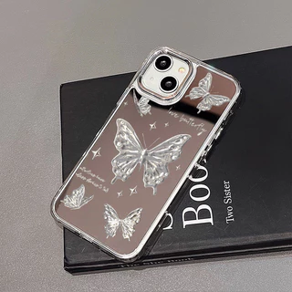 กระจกเงา case มีกระจก for iPhone 11 17 13 16 14 15 12 Pro Max 14 15 12 16 11 13 Pro เคสไอโฟน ลวดลายดอกไม้ต้นไม้