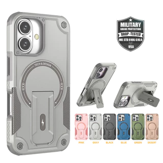DJ เคสกันกระแทก PC TPU แข็ง กันกระแทก พับได้ ตั้งได้ สําหรับ iPhone 16e 11 12 13 14 15 16 Pro Max Mini Plus magnet Case