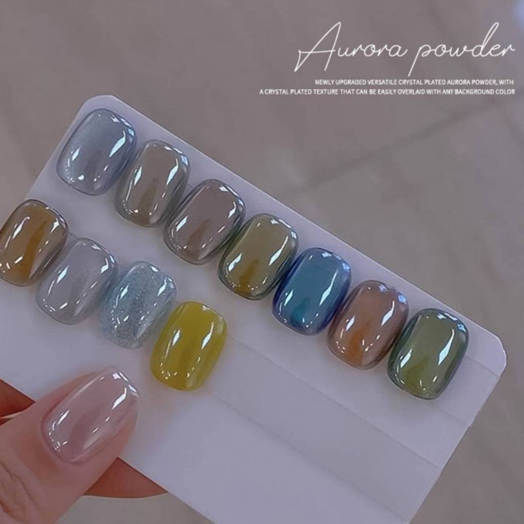 ผงขัดมุก สีขาว ชนิดใส ขัดทับได้ทุกพื้นสีผิว ผงขัดเล็บ Aurora powder. - รูปที่ 2