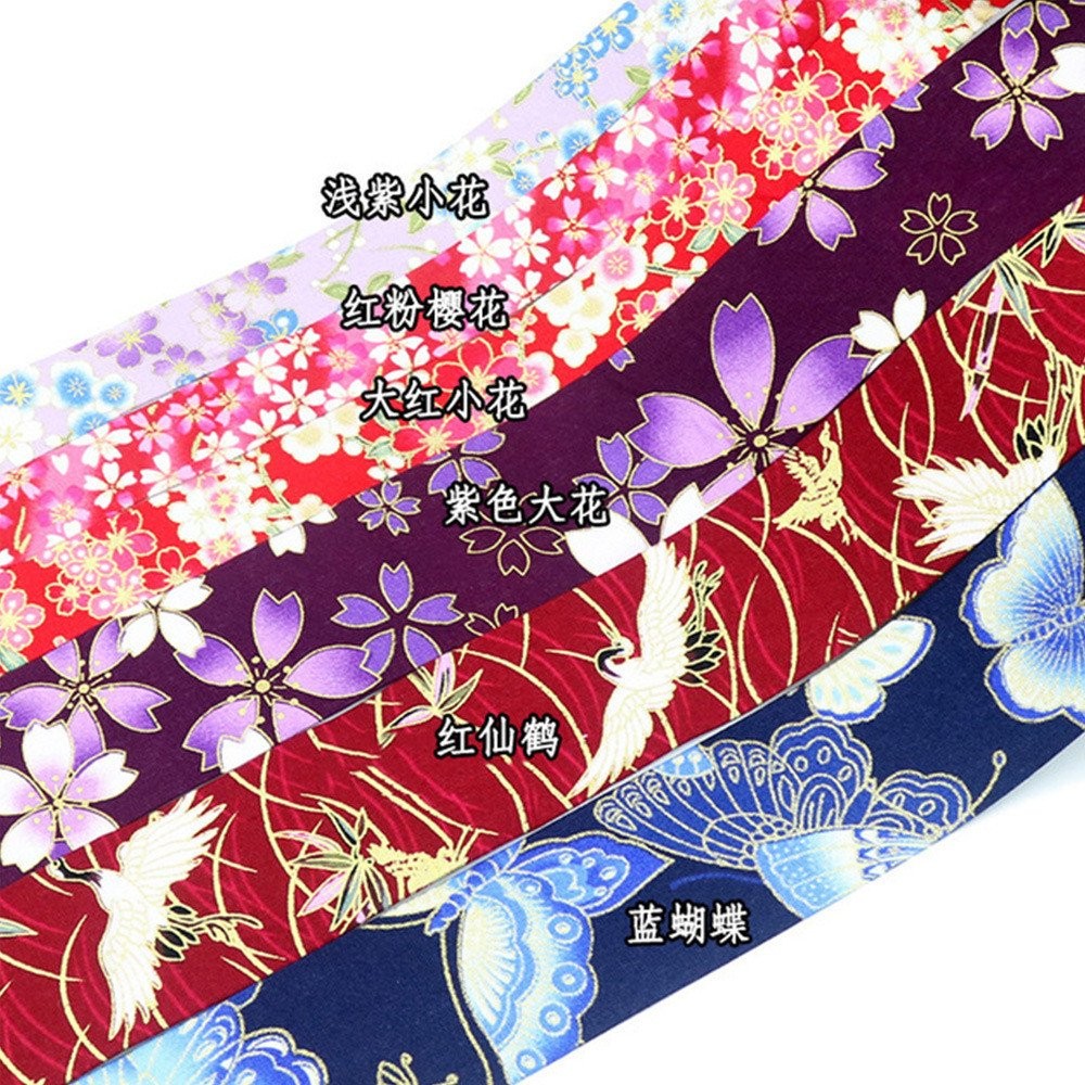 ริบบิ้นผ้าพิมพ์ฟอยล์ทองคำสไตล์ญี่ปุ่น NOOA [1yd=0.914m] ริบบิ้นโบว์ DIY