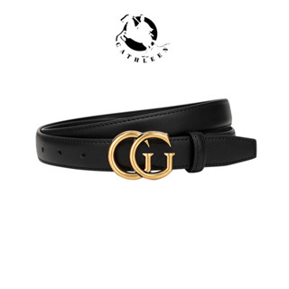 CATHLEENเข็มขัดสีดำตกแต่งหนังแท้สำหรับสุภาพสตรี2024คุณภาพสูง…