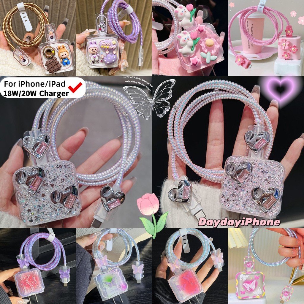⭐️ส่งจากไทย มาใหม่ 1ชุด 5ชิ้น⭐️เคสหัวชาร์จ เคส For ไอโฟน iPhone PD 18W/20W สายชาร์จ พร้อมส่ง️ชุดแต่งสายชาร์จลายการ์ตูน – โปรปัง
