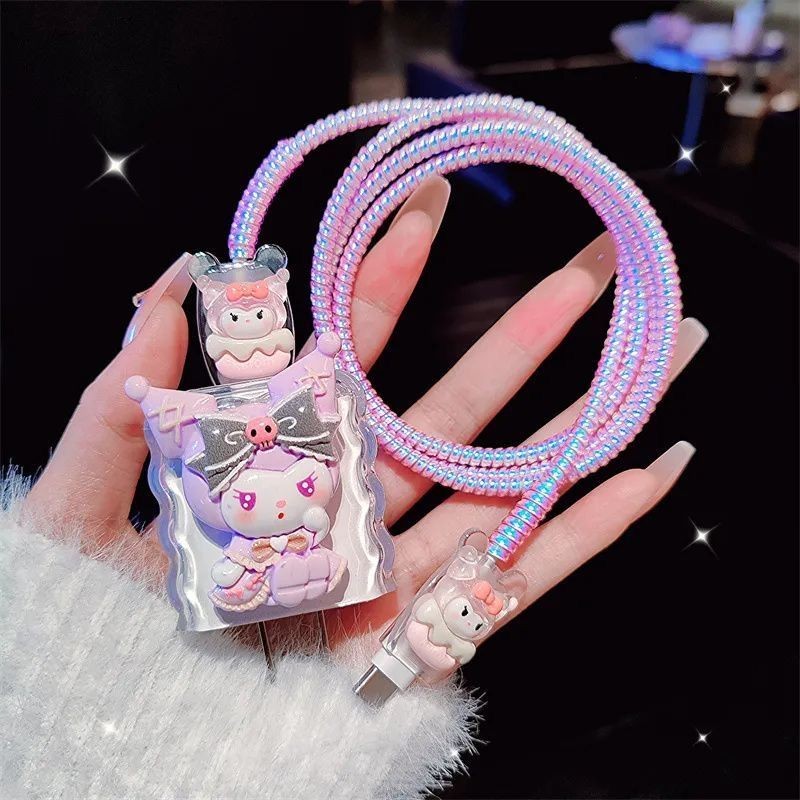 น่ารัก Kuromi XIAOMI charger Protector สําหรับ 33W 67W 90W 120W ฝาครอบสาย organizer Type C Android c