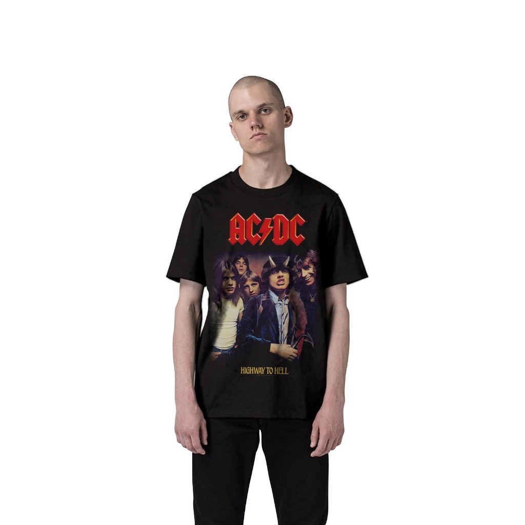 ACDC HIGHWAY TO HELL BRAND TSHIRT MUSIC METAL ROCK VAGE CASUAL DISTRO MERCHCANDISE TEE