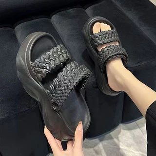 Destin🩰พร้อมส่งจากไทย🛒 (LT-7009) รองเท้าแตะผู้หญิง เสริมส้น แฟชั่นแมทช์ง่าย กันลื่น ใส่สบาย พื้นสูง 5 cm