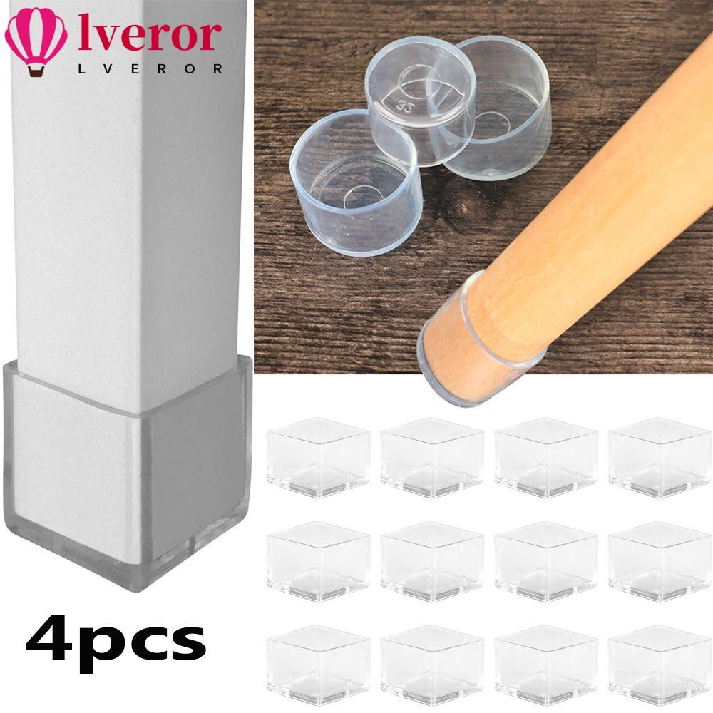 Lveror 4 ชิ้น/เซ็ตเก้าอี้ขาหมวกโต๊ะตัวป้องกันพื้นถุงเท้าผ้าคลุมกันลื่น