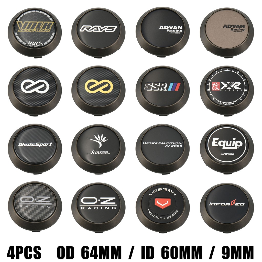 4ตัว สีบรอนซ์ ฝาครอบล้อ ENKEI 64มม ฝาครอบดุมล้อ RAYS ขอบ OZ Racing สติ๊กเกอร์ แข่งรถ ฝาปิดดุมล้อ ADVAN SSR WORK WEDSSPORT VOSSEN