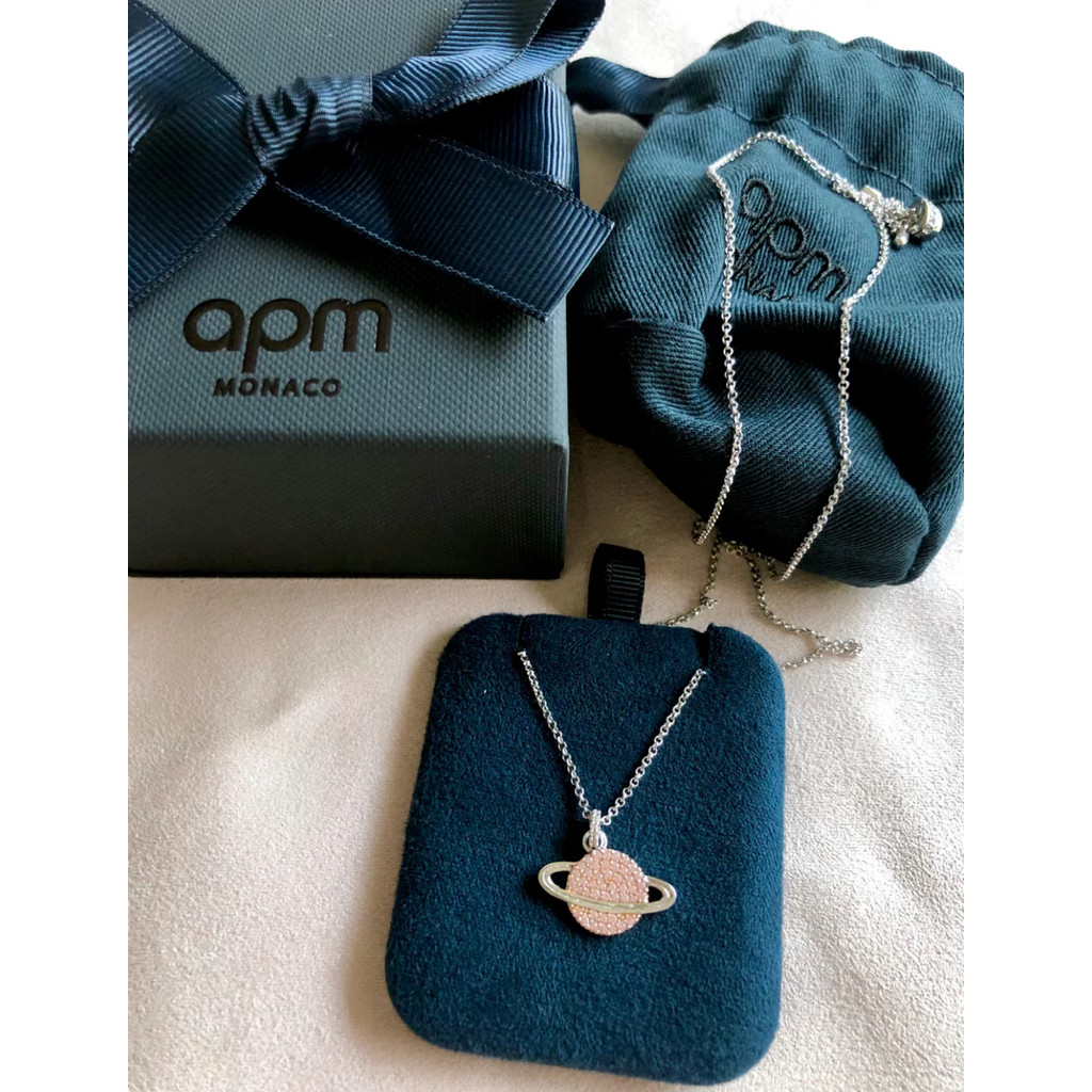 Apm monaco Planet สร้อยคอ 925 Silver Full Diamond Zircon Clavicle Chain ของขวัญสําหรับแฟน