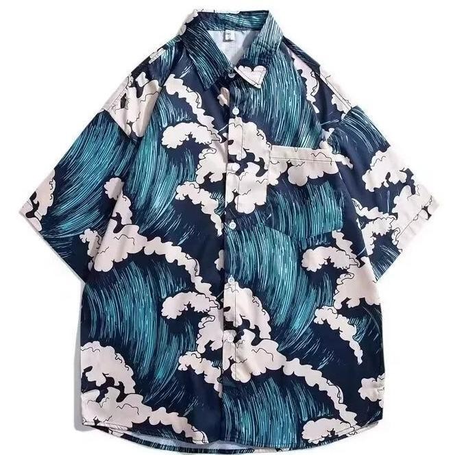 MNO.9 Hawaii HW2025 เสื้อฮาวาย พิมพ์ลาย เสื้อเชิ้ตชาย  เสื้อสงกรานต์  เสื้อเที่ยวทะเล ซัมเมอร์  Man ผู้ชาย Clothing