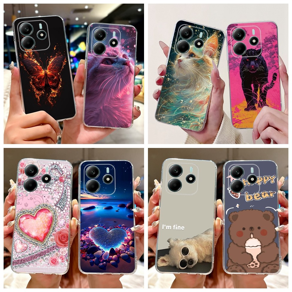 สําหรับ Redmi หมายเหตุ 14 5G กรณีแฟชั่นผีเสื้อดอกไม้น่ารักการ์ตูนแมว Cool ตลกปลอก 24094RAD4G