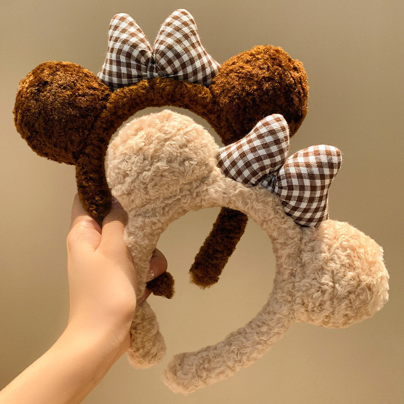 น่ารักหมีโบว์การ์ตูนแถบคาดศีรษะทุกการแข่งขันสามมิติล้างหน้าอุปกรณ์ผมสัตว์สวนท่องเที่ยวภาพกิ๊บ